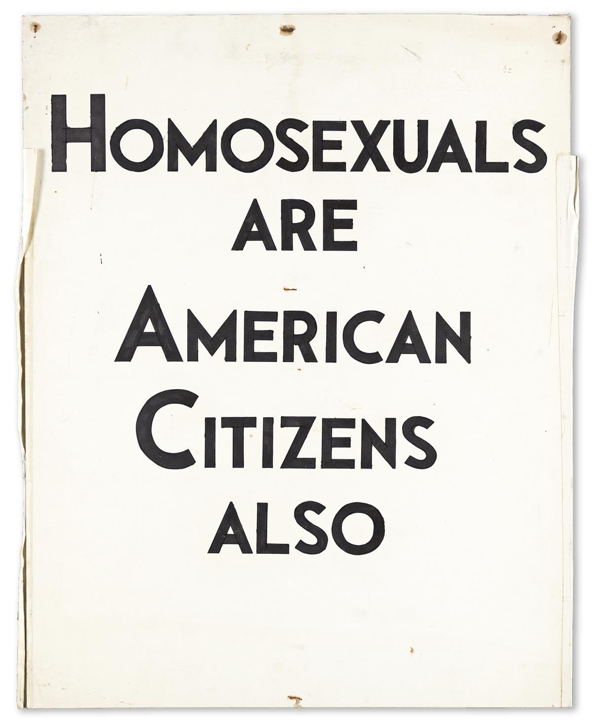 "Homosexuals are American Citizens Too" sign from Philadelphia's Annual Reminder march.